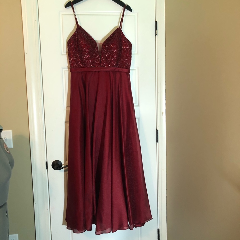 Red prom dress with pockets